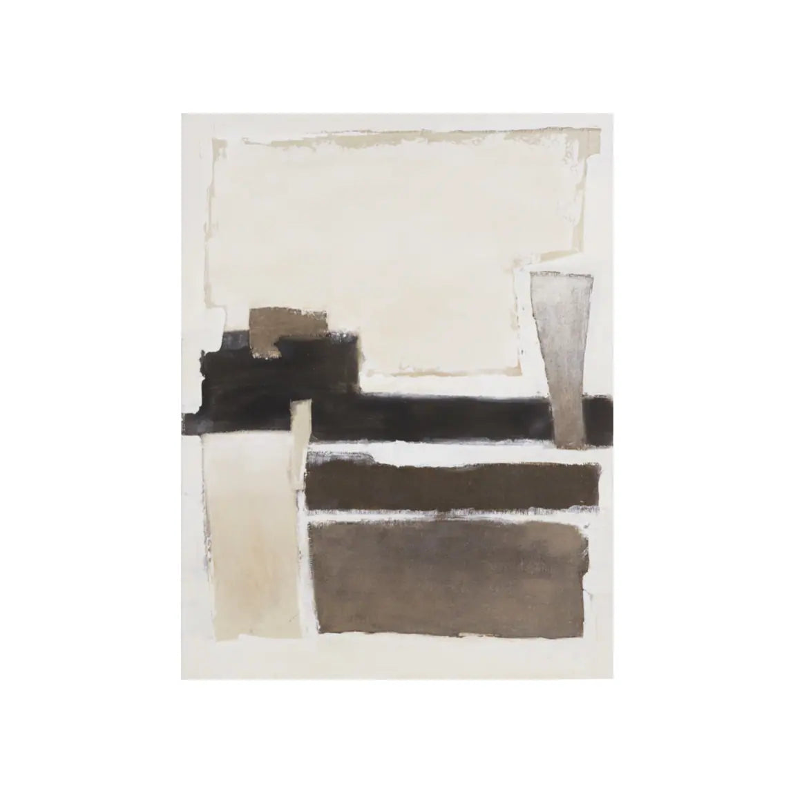 Framed abstract wall art in neutral tones featured in Scandinavian inspired dining room design.