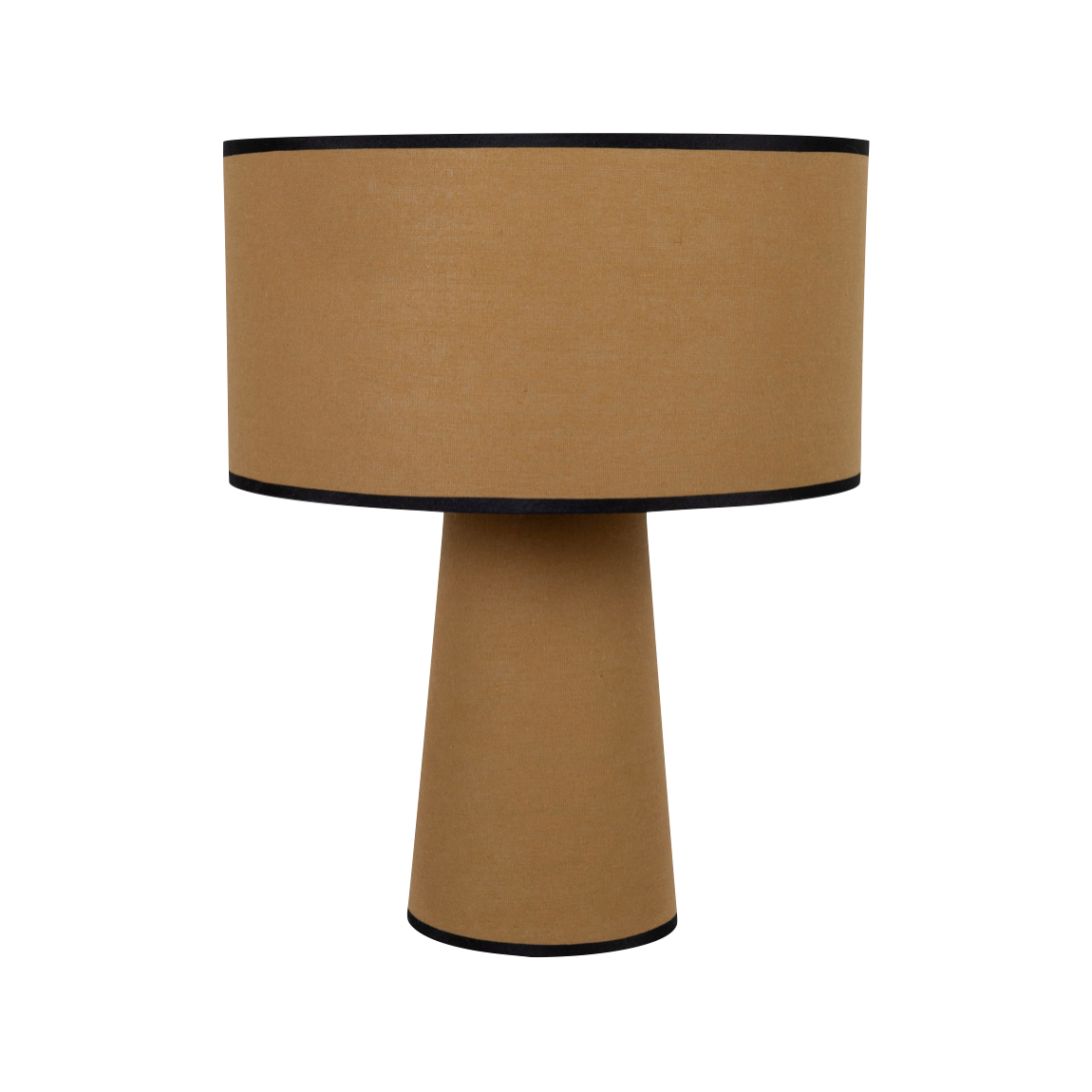 Ochre brown table lamp with minimalist Scandinavian design.