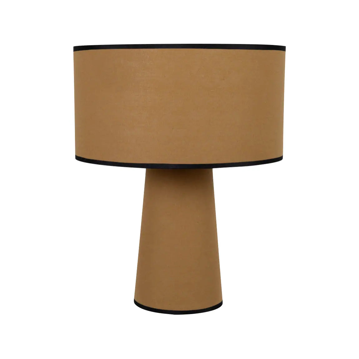 Ochre brown table lamp with minimalist Scandinavian inspired design.