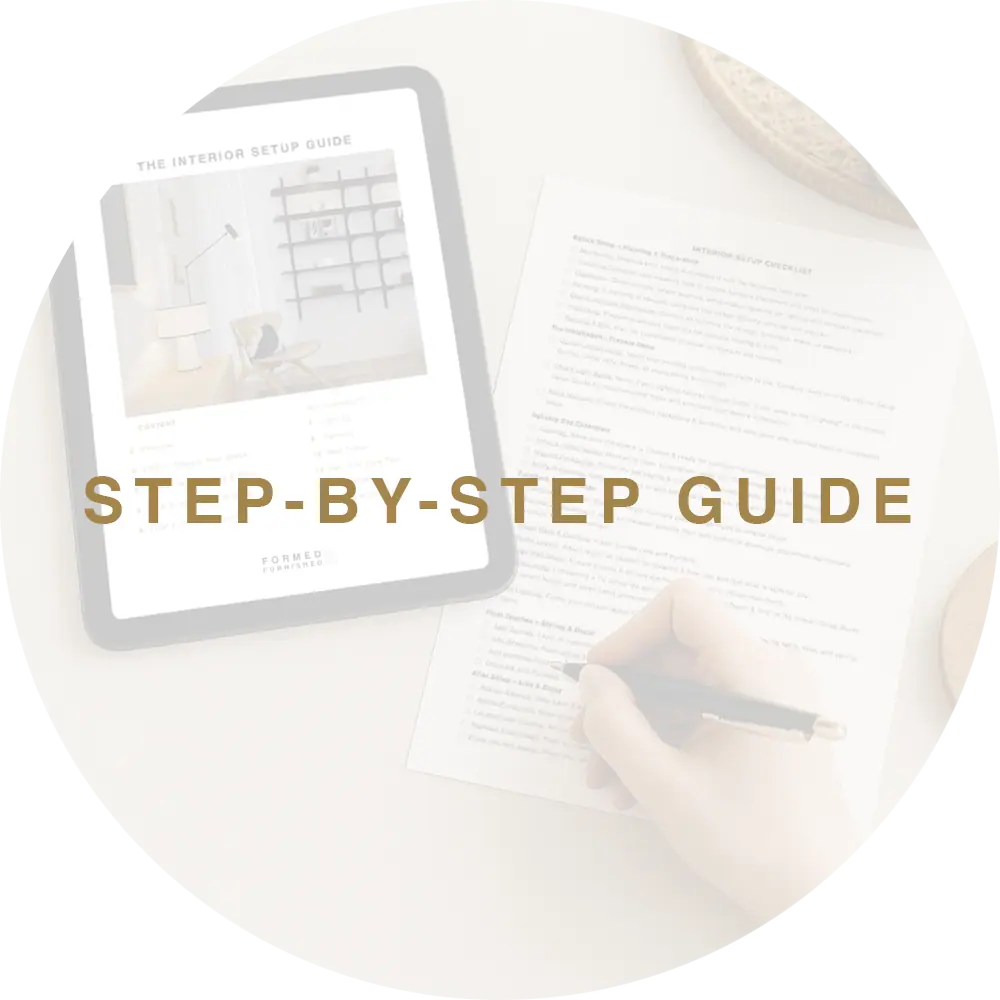 Step-by-step guide on a tablet with a blurred background