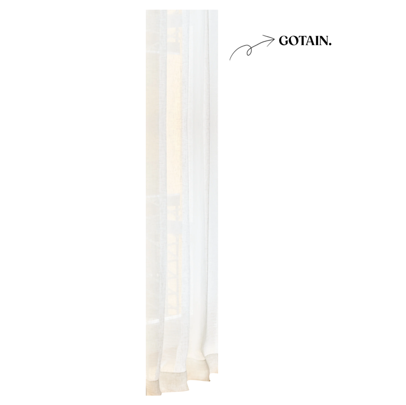 Elegant white linen window treatments used in cozy, Scandi-inspired room styling.