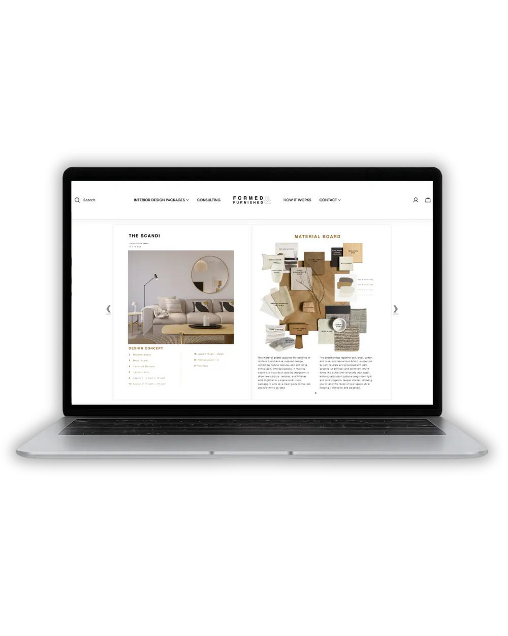 Preview of the interior design package on laptop.