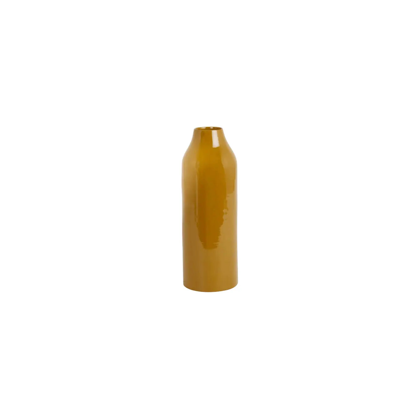 Modern mustard-colored vase featured in our curated dining room design package.